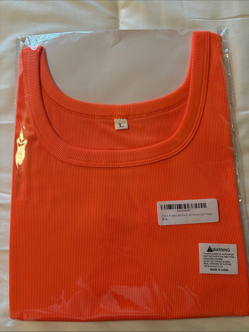Bright Orange Ribbed Tank Top